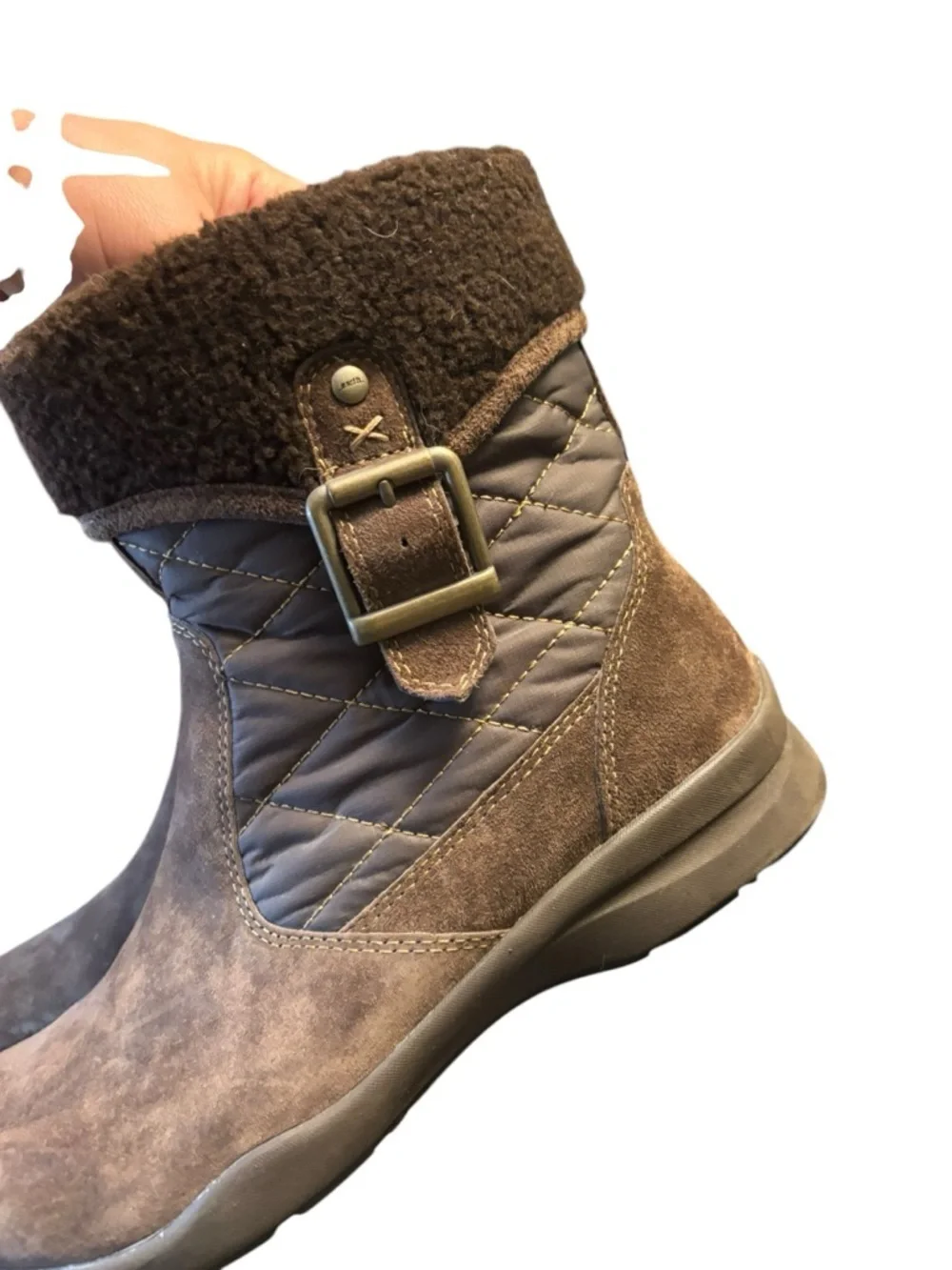 Earth Origins Womens Pinnacle Ankle Boots Booties Brown Suede Faux Fur Zip 9B
